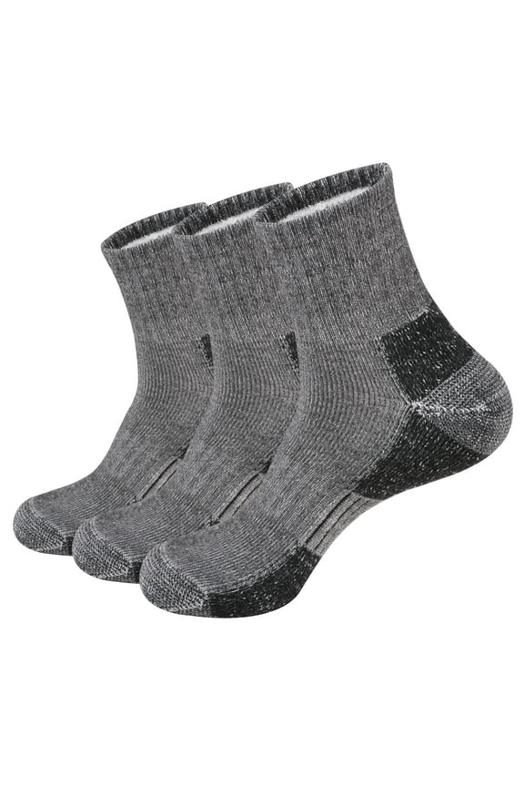 Men's Moisture Wicking Heavy Cushion Wool Blend Quarter Socks