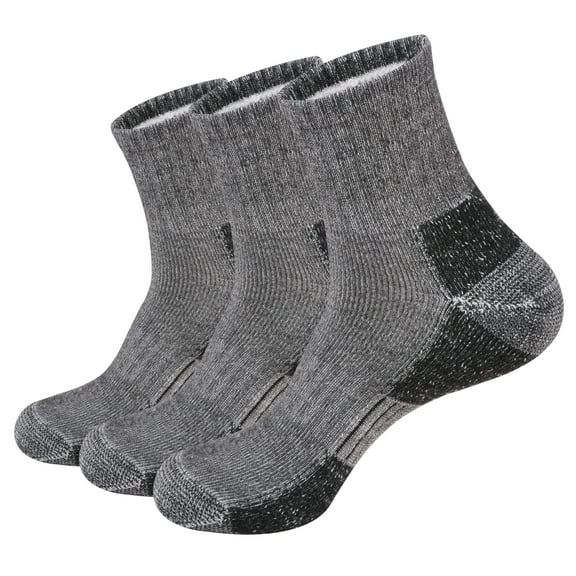 Men's Moisture Wicking Heavy Cushion Wool Blend Quarter Socks