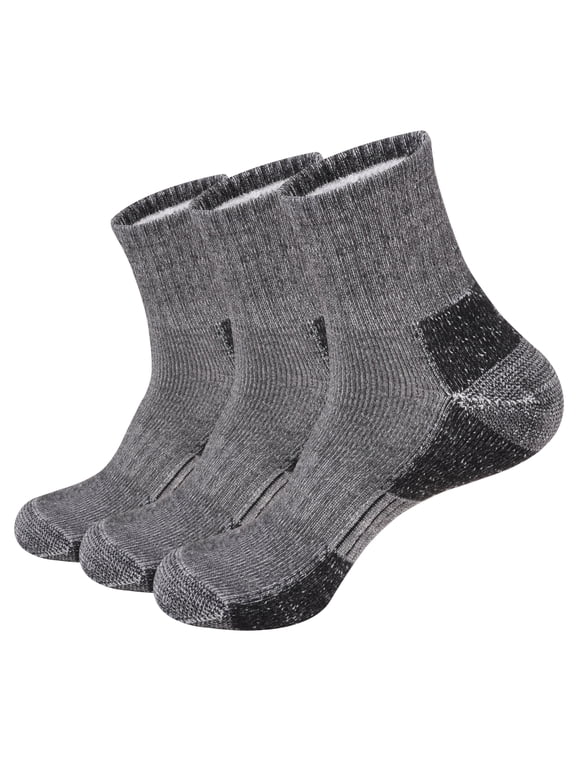 Men's Moisture Wicking Heavy Cushion Wool Blend Quarter Socks