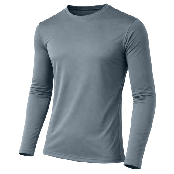 Men's Moisture Wicking Long Sleeve Performance Crew Neck Tagless Tee (Sizes, S-2XL)