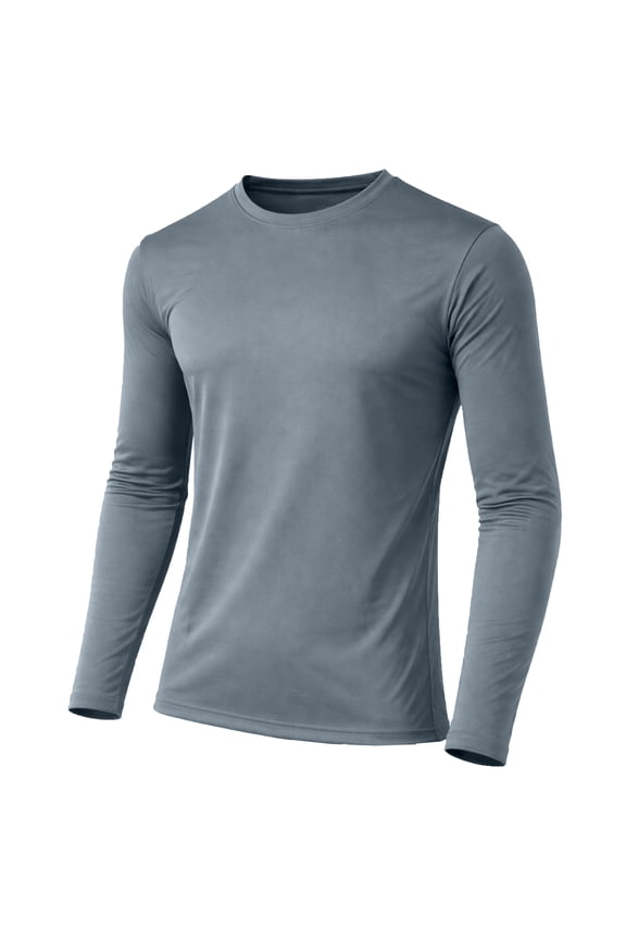 Men's Moisture Wicking Long Sleeve Performance Crew Neck Tagless Tee (Sizes, S-2XL)