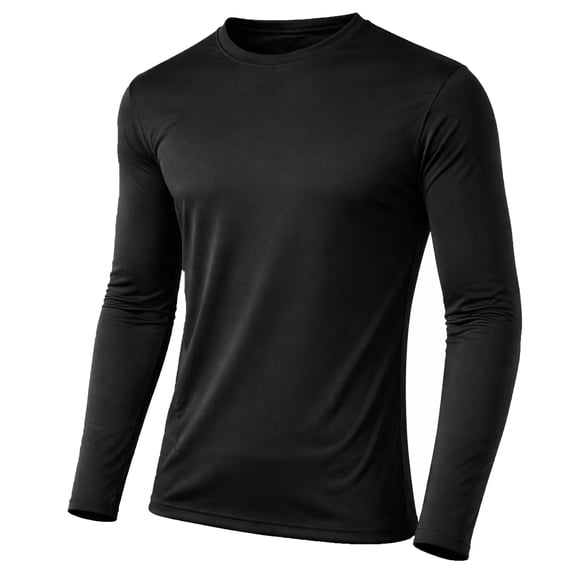 Men's Moisture Wicking Long Sleeve Performance Crew Neck Tagless Tee (Sizes, S-2XL)