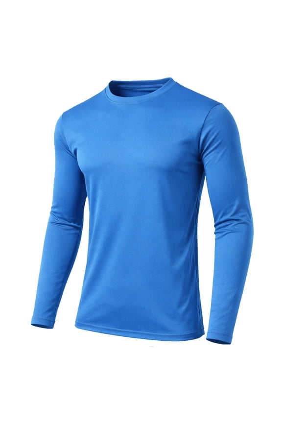 Men's Moisture Wicking Long Sleeve Performance Crew Neck Tagless Tee (Sizes, S-2XL)