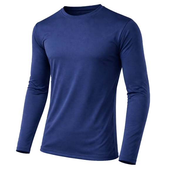 Men's Moisture Wicking Long Sleeve Performance Crew Neck Tagless Tee (Sizes, S-2XL)