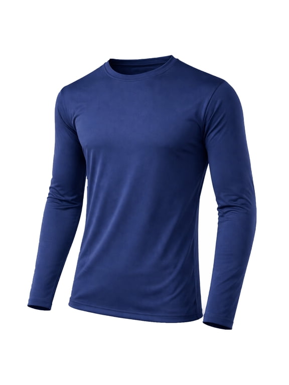 Men's Moisture Wicking Long Sleeve Performance Crew Neck Tagless Tee (Sizes, S-2XL)