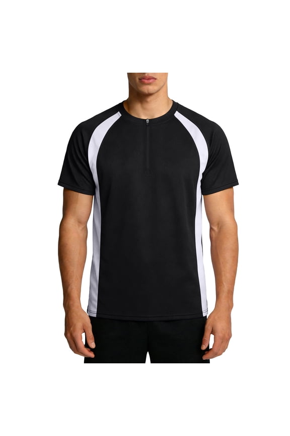Men's Moisture Wicking Mesh Panel Running Shirts Short Sleeve Crew Neck Breathable Stretch Fabric Cool Dry Athletic Gym Outdoor Training Tees