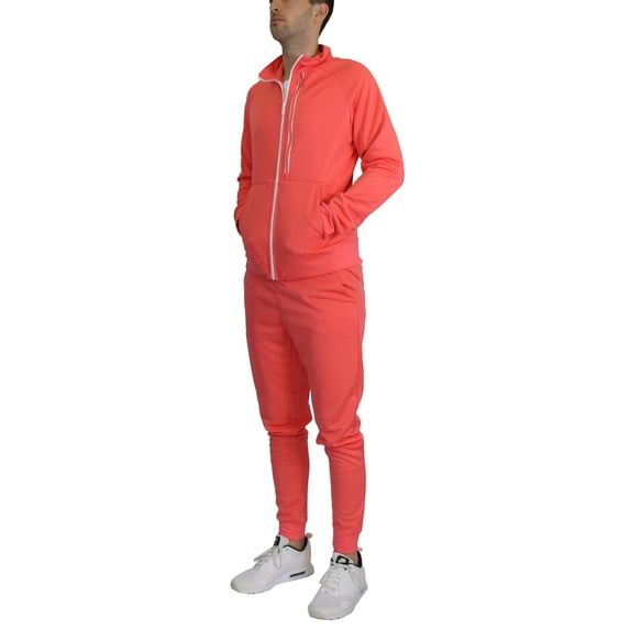 Men's Moisture Wicking Performance Active Sweater Track Jacket & Jogger 2-Piece Classic Set (Sizes, S-2XL)