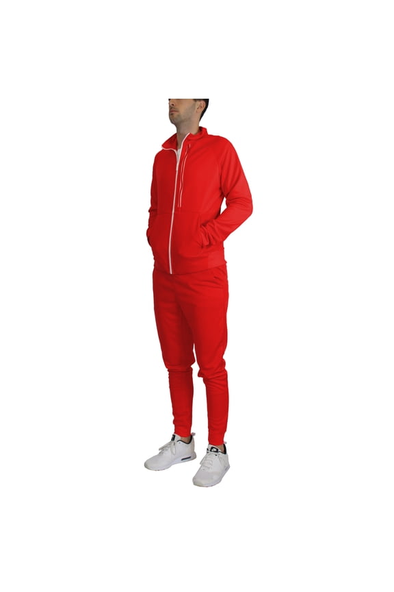 Men's Moisture Wicking Performance Active Sweater Track Jacket & Jogger 2-Piece Classic Set (Sizes, S-2XL)