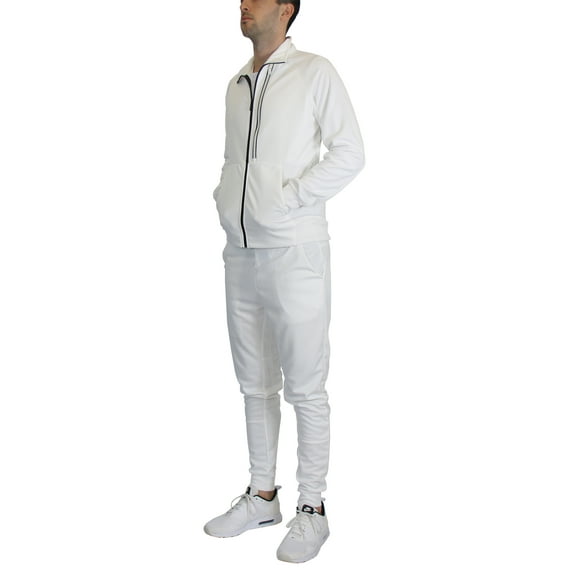 Men's Moisture Wicking Performance Active Sweater Track Jacket & Jogger 2-Piece Classic Set (Sizes, S-2XL)