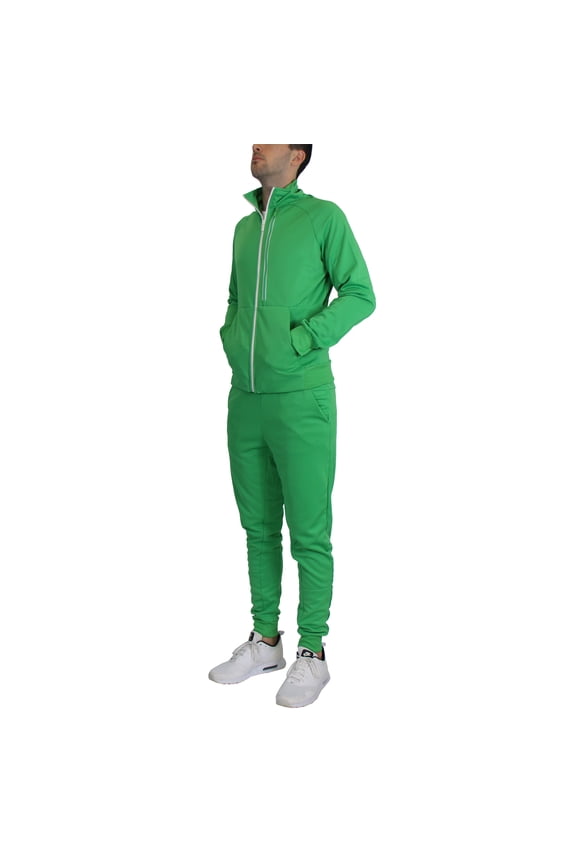 Men's Moisture Wicking Performance Active Sweater Track Jacket & Jogger 2-Piece Classic Set (Sizes, S-2XL)