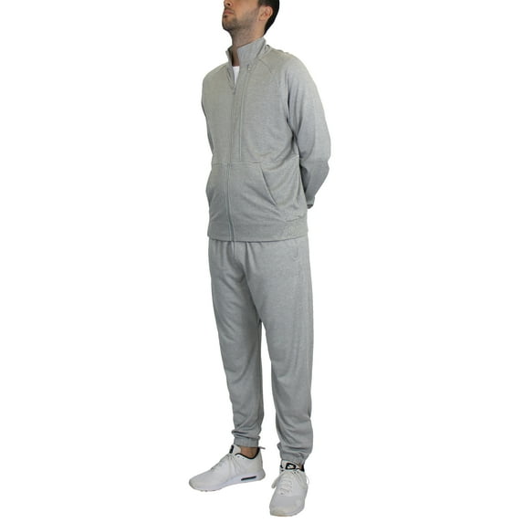 Men's Moisture Wicking Performance Tech Sweater & Pants 2-Piece Dry Fit Active Set With Reflective Ankle Zipper Design (Sizes, S-2XL)