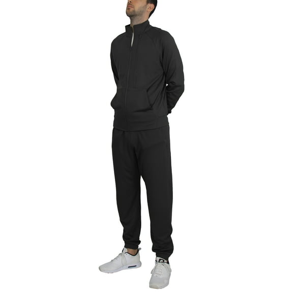 Men's Moisture Wicking Performance Tech Sweater & Pants 2-Piece Dry Fit Active Set With Reflective Ankle Zipper Design (Sizes, S-2XL)