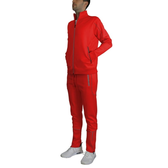 Men’s Moisture Wicking Quick Dry Performance Reflective Track Jacket & Jogger 2-Piece Set (Sizes, S-2XL)