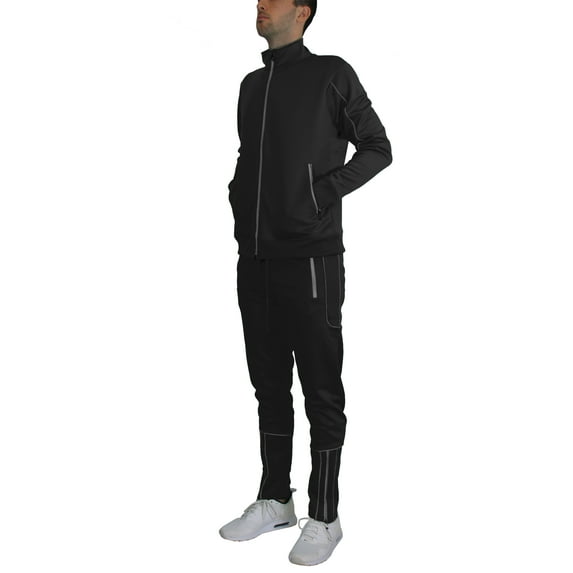 Men’s Moisture Wicking Quick Dry Performance Reflective Track Jacket & Jogger 2-Piece Set (Sizes, S-2XL)