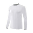 thumbnail image 1 of Men's Moisture Wicking T-shirts Long Sleeve Quick Dry Workout Gym Tops Round Neck Breathable Running Fitness Tees (5XL, White), 1 of 5