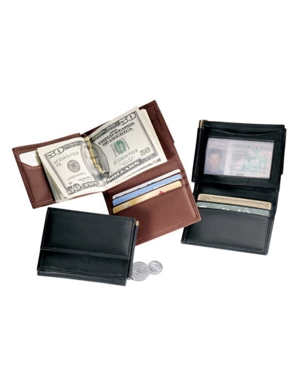 Men's Money Clip Bifold Wallet in Genuine Leather