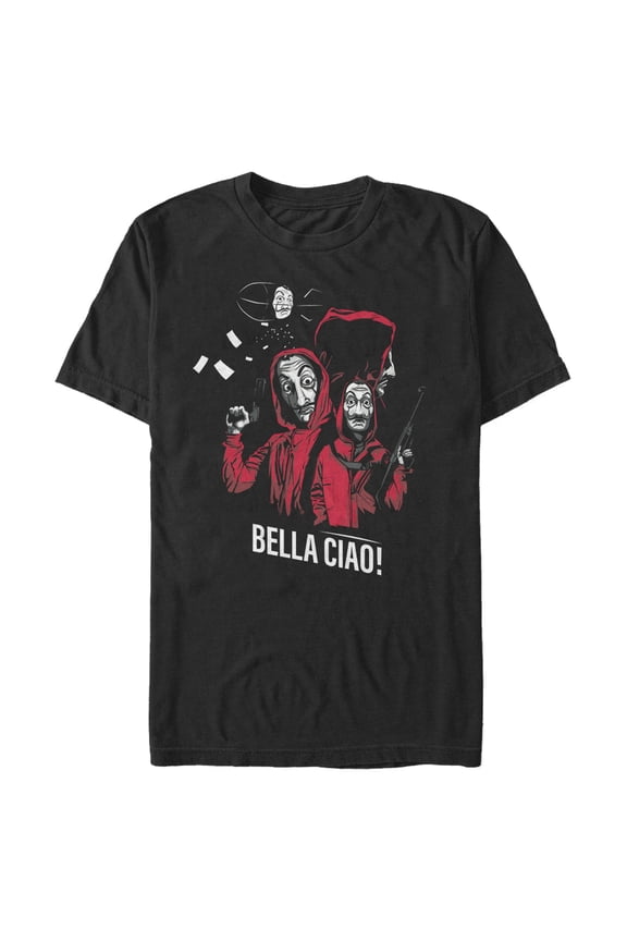 Men's Money Heist Bella Ciao Bandits Graphic Tee Black X Large