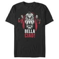 thumbnail image 1 of Men's Money Heist Bella Ciao Masked Criminals Graphic Tee Black Large, 1 of 4