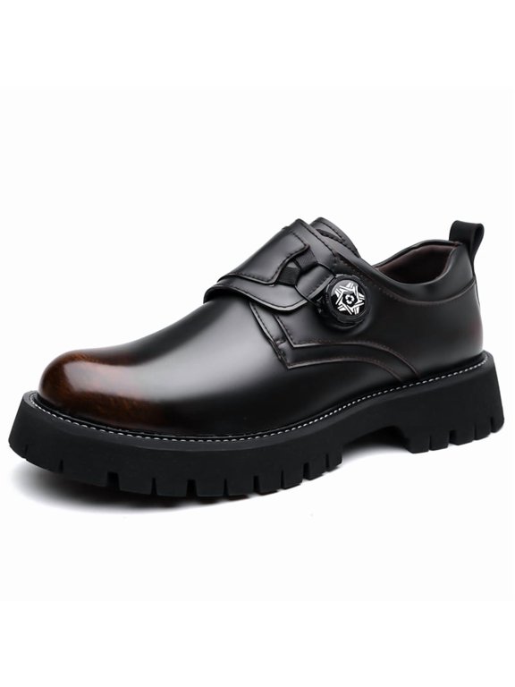 Men's Monk Strap Platform Dress Shoes with Decorative Rotary Buckle, Round Toe Lug Outsole for Business and Smart‑Casual Occasions