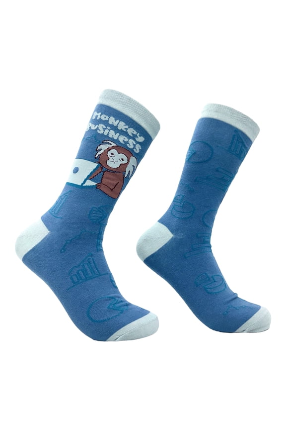 Men's Monkey Business Socks Funny Ape Office Work Employee Joke Footwear