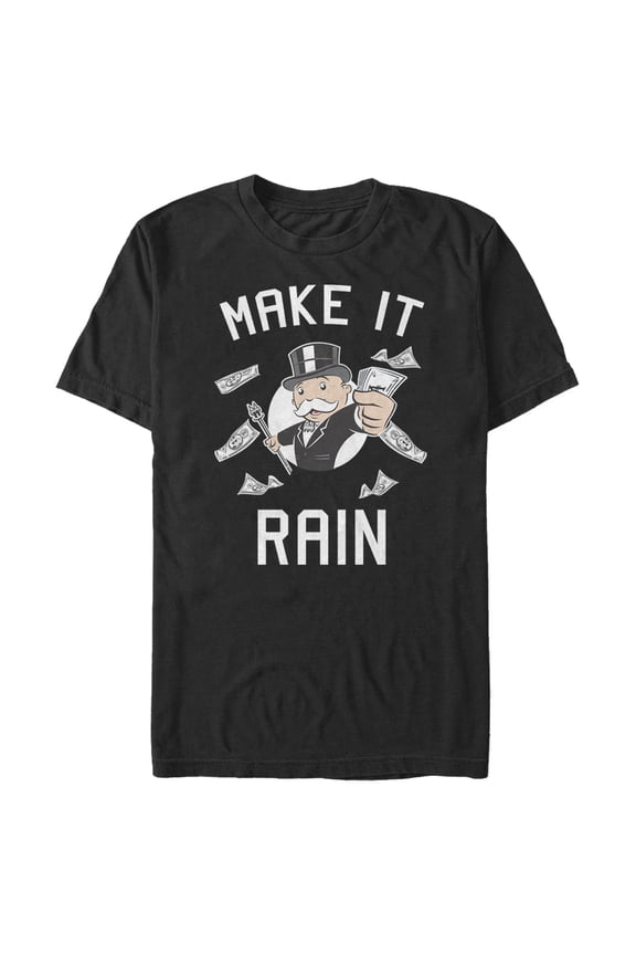 Men's Monopoly Make It Rain Pennybags Graphic Tee Black 2X Large