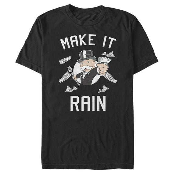 Men's Monopoly Make It Rain Pennybags Graphic Tee Black Large