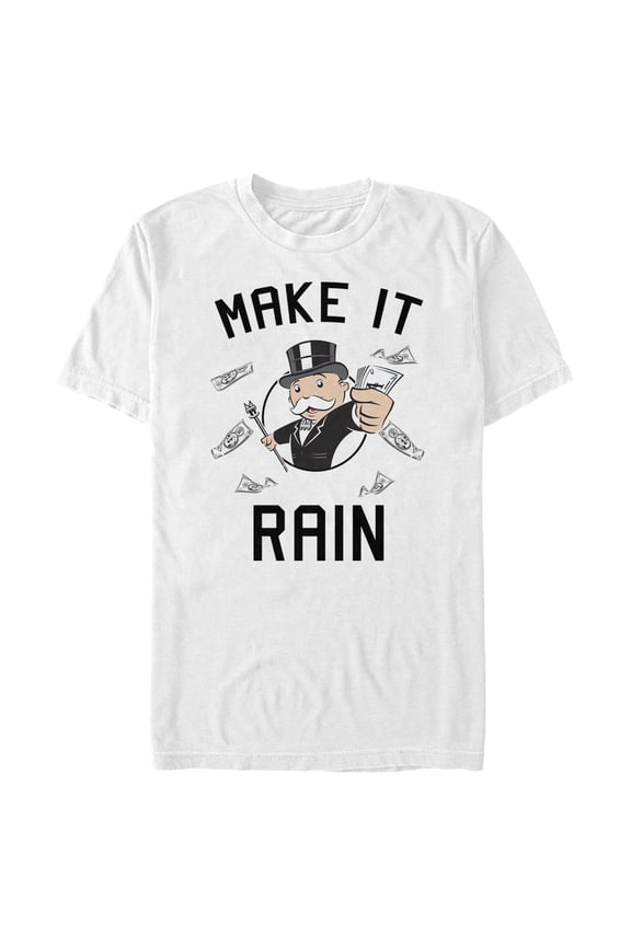 Men's Monopoly Pennybags Make It Rain Graphic Tee White X Large