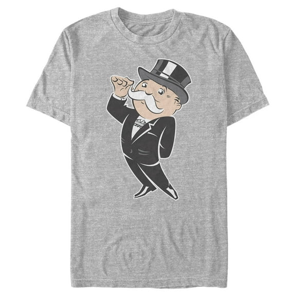 Men's Monopoly Uncle Pennybags Mustache Twirl Graphic Tee Athletic Heather 2X Large