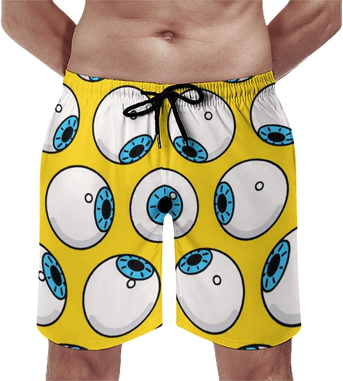 Men's Monster-Eyes-Eyeball-Winter-Yellow Swim Trunks Quick Dry