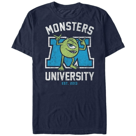 Men's Monsters Inc Cartoon Mike Graphic Tee Navy Blue X Large