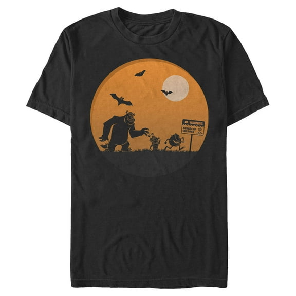 Men's Monsters Inc Halloween Beware of Children  Graphic Tee Black Small