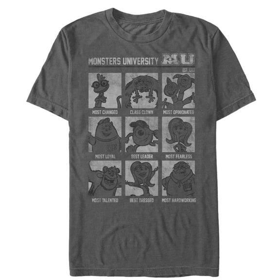 Men's Monsters Inc MU Yearbook Graphic Tee Charcoal Heather Small