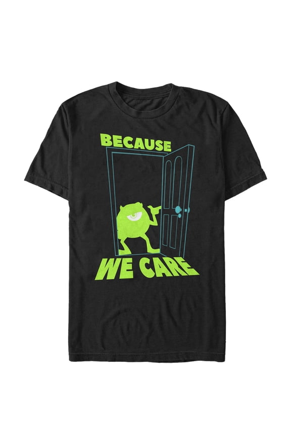 Men's Monsters Inc Mike Cares Doorway  Graphic Tee Black Small