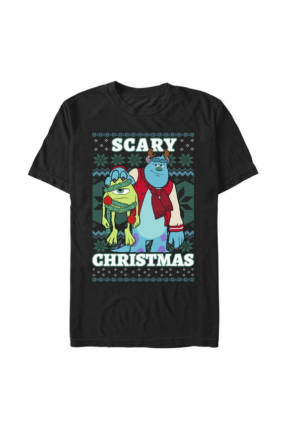 Men's Monsters Inc Monsters Inc. Mike and Sully Scary Christmas  Graphic Tee Black Medium