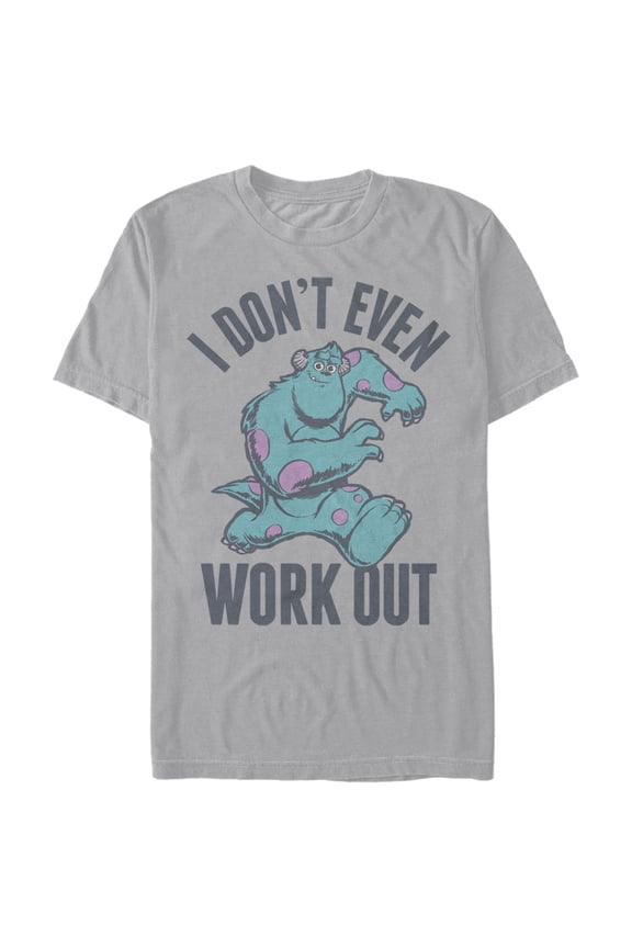 Men's Monsters Inc Sulley I Don't Work Out Graphic Tee Silver 3X Large