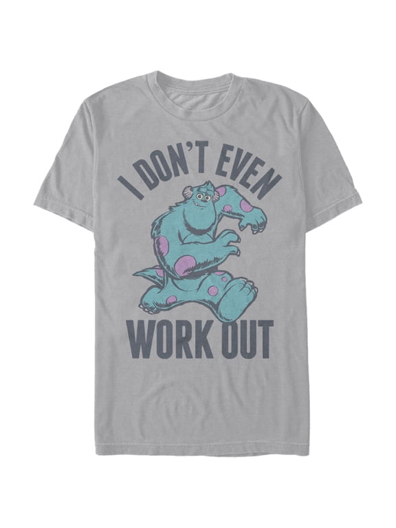 Men's Monsters Inc Sulley I Don't Work Out Graphic Tee Silver Large