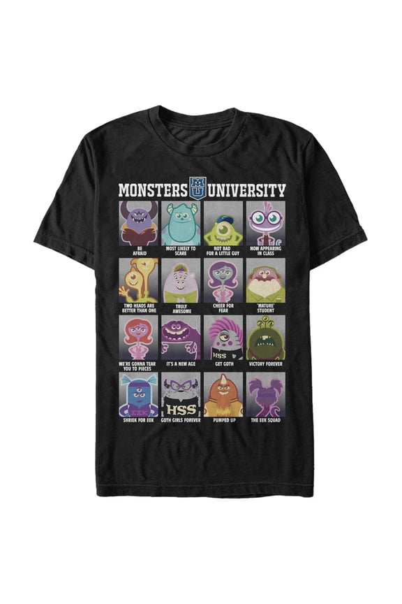 Men's Monsters Inc Yearbook Page Graphic Tee Black 2X Large