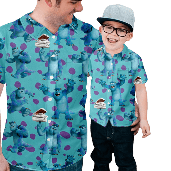 Men's Monsters University Classic Print Casual Hawaiian Shirt Summer Tops for Men