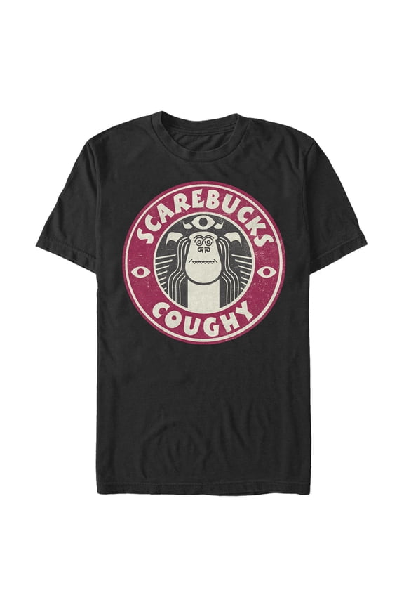 Men's Monsters at Work Scarebucks Coughy  Graphic Tee Black Medium