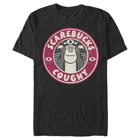 Men's Monsters at Work Scarebucks Coughy Graphic Tee Black Small