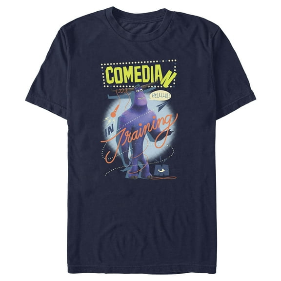 Men's Monsters at Work Tylor the Comedian in Training  Graphic Tee Navy Blue Large