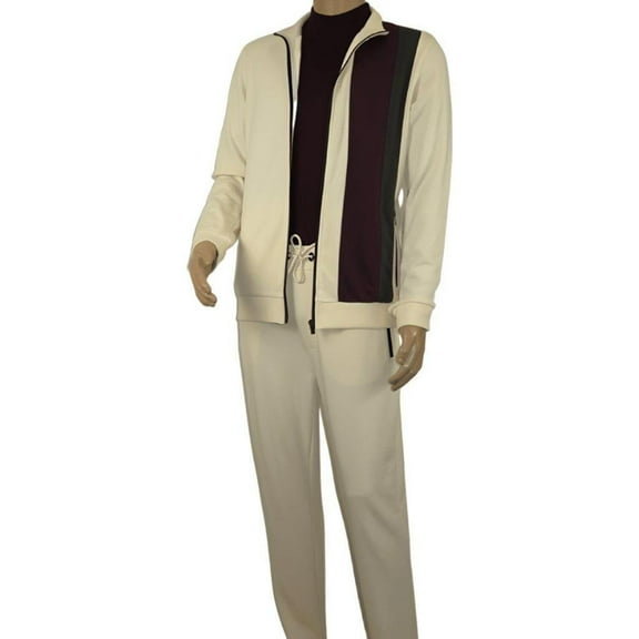 Men's Monte Carlo Turkey Jogging Suit 2pc Jump Set Stretchable 95061 Ivory Wine