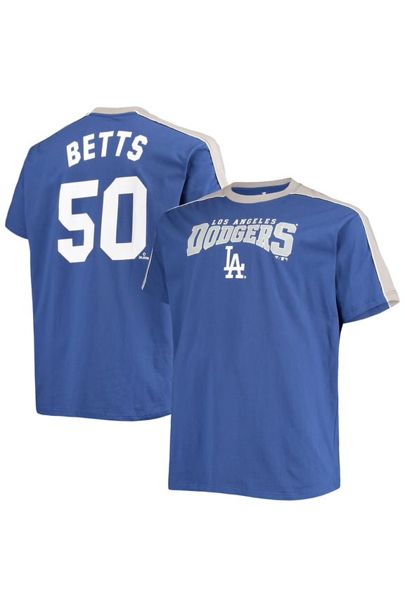 Men's Mookie Betts Royal/Gray Los Angeles Dodgers Big & Tall Fashion Piping Player T-Shirt