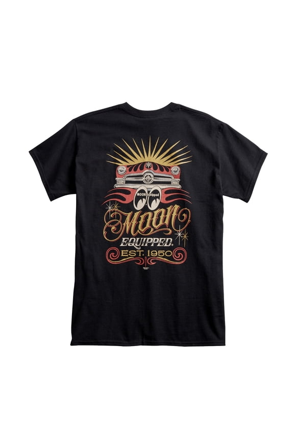 Men's Mooneyes Moon Equipped Shoebox Est. 1950 T-Shirt Black Cotton MQT076