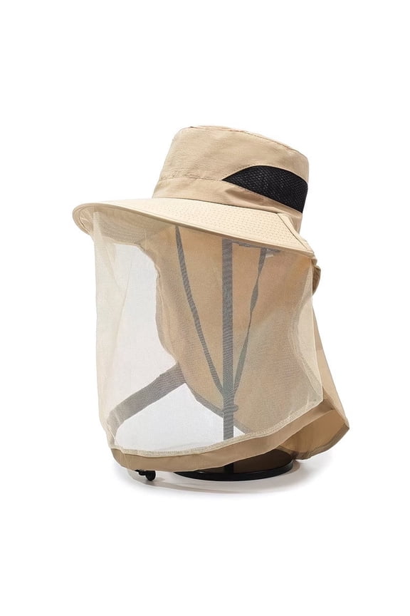 Unisex Mosquito Protection Hat with Face Cover, Breathable Mesh Face Shield for Night Fishing Anti-Mosquito Protection, Made of 60% Cotton and 40% Polyester Fabric