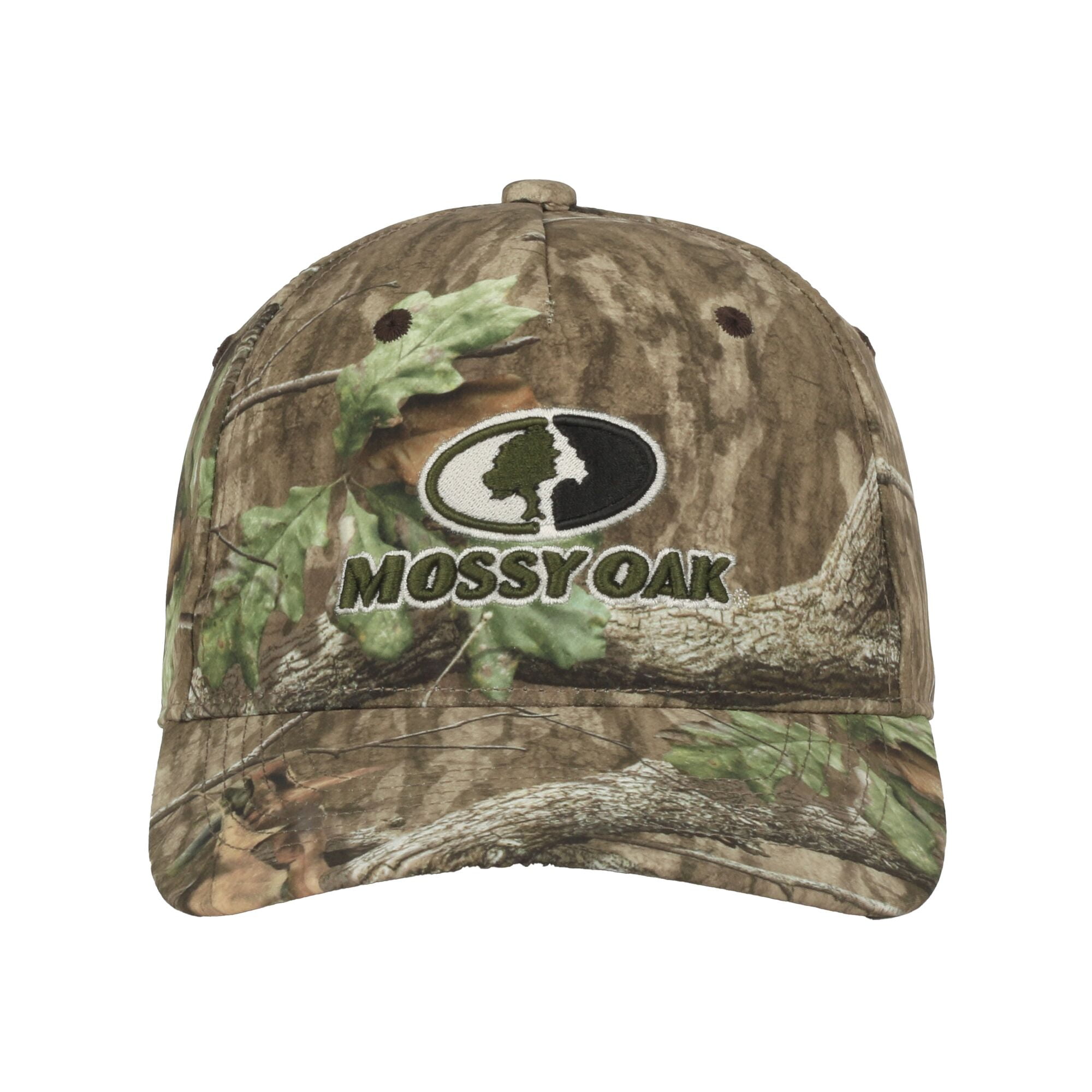 Mossy Oak® Structured Camo Hat, Pre-Curved Visor, Men's Adjustable Hunting Cap, One Size, Adult, Camo Green