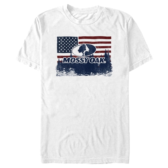 Men's Mossy Oak American Flag Landscape Logo  Graphic Tee White 2X Large