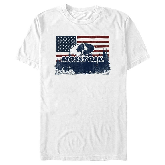 Men's Mossy Oak American Flag Landscape Logo  Graphic Tee White Medium