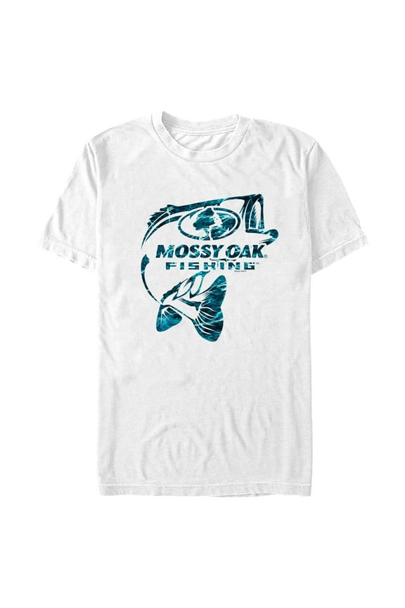 Men's Mossy Oak Aqua Fishing Logo Graphic Tee White 2X Large