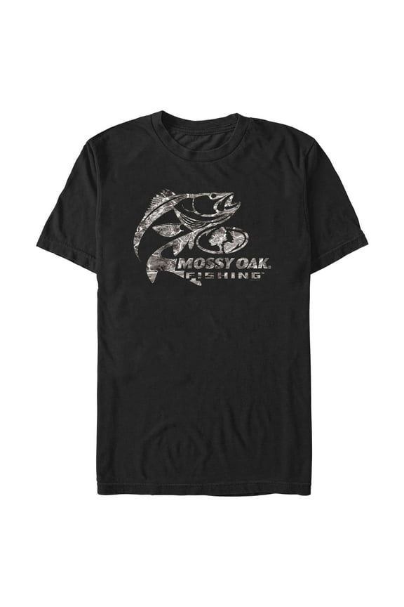 Men's Mossy Oak Bass Fishing Logo Graphic Tee Black Large